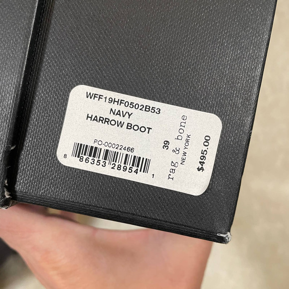 Rag & Bone Harrow Boot Suede Navy Stacked Heel Bootie Ankle Straps 39 9 - Picture 7 of 8